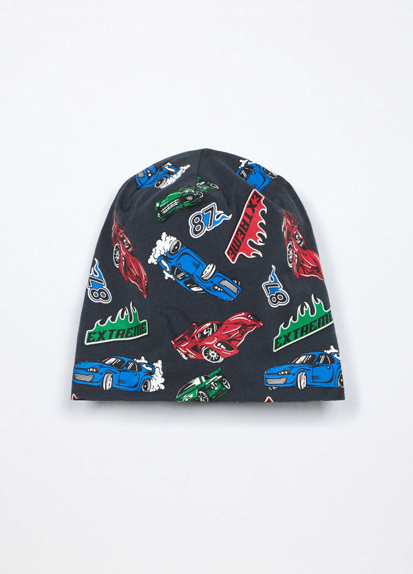Berretto in cotone stretch con stampa