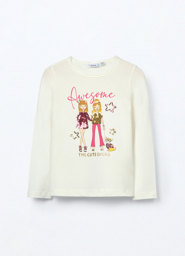 T-shirt in jersey di cotone stretch bambina