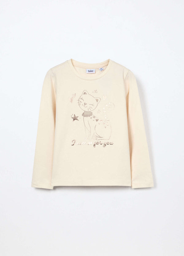 T-shirt in jersey di cotone stretch bambina