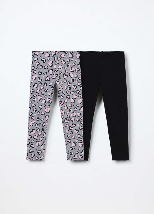 Pack 2 leggings in french terry di cotone stretch bambina