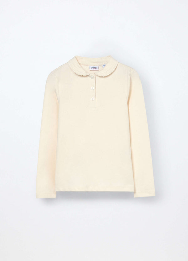 Polo a maniche lunghe in cotone stretch bambina