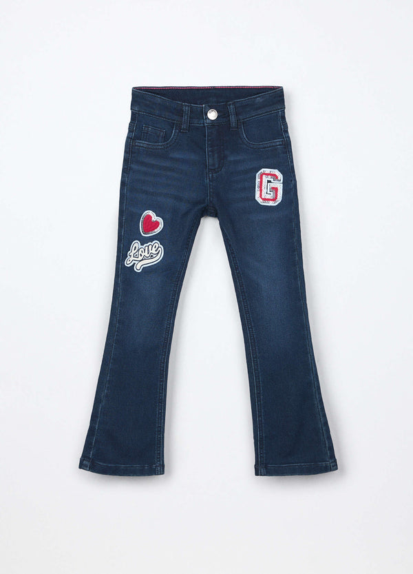 Pantaloni flare fit in denim bambina