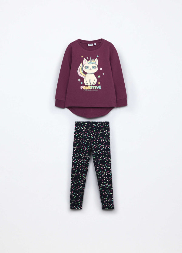 Jogging set in french terry di cotone stretch bambina