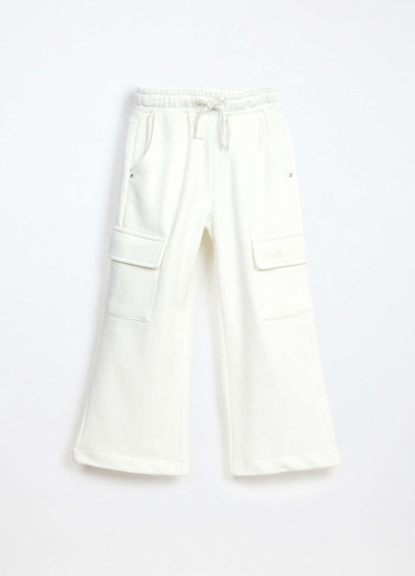 Pantaloni cargo in french terry di misto cotone bambina