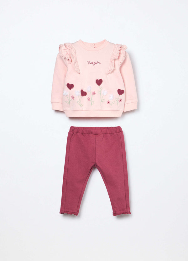 Jogging set in french terry di cotone stretch neonata