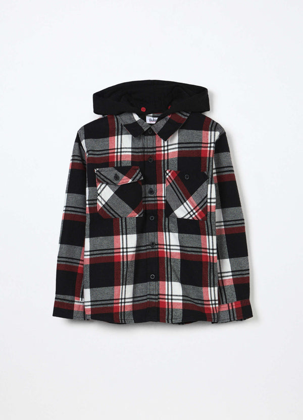 Camicia a quadri in flanella di puro cotone bambino