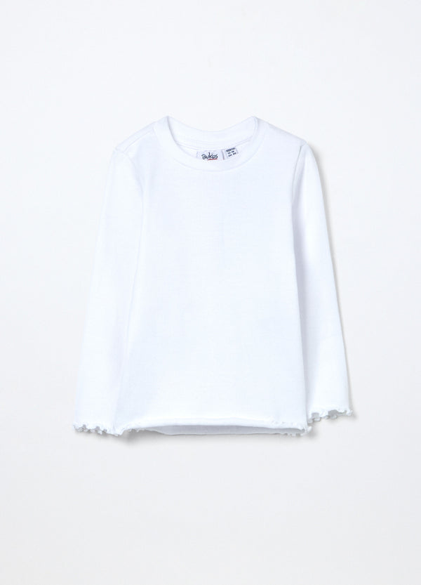 T-shirt in costina di cotone stretch neonata