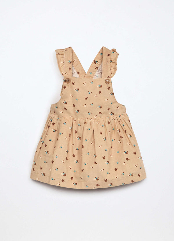 Vestito salopette in velluto a coste di puro cotone neonata