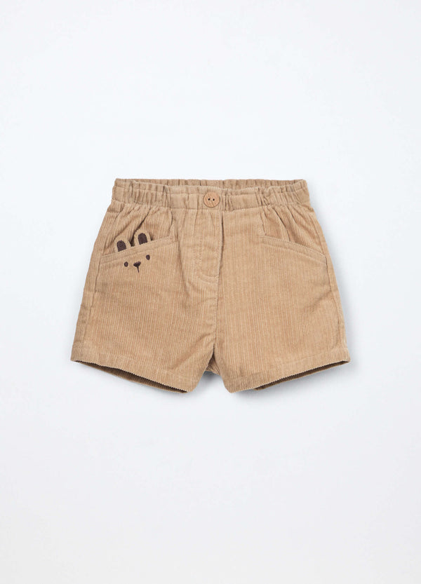 Shorts in velluto a coste di puro cotone neonata