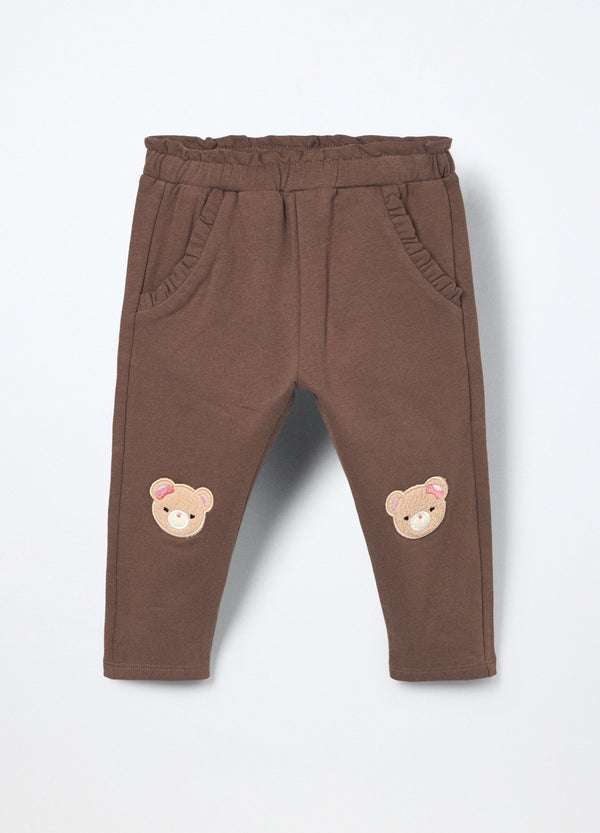 Jogger in cotone fleece stretch neonata