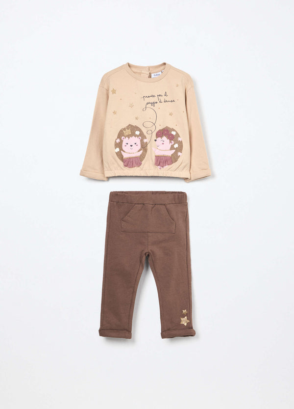 Jogging set in felpa di cotone stretch neonata