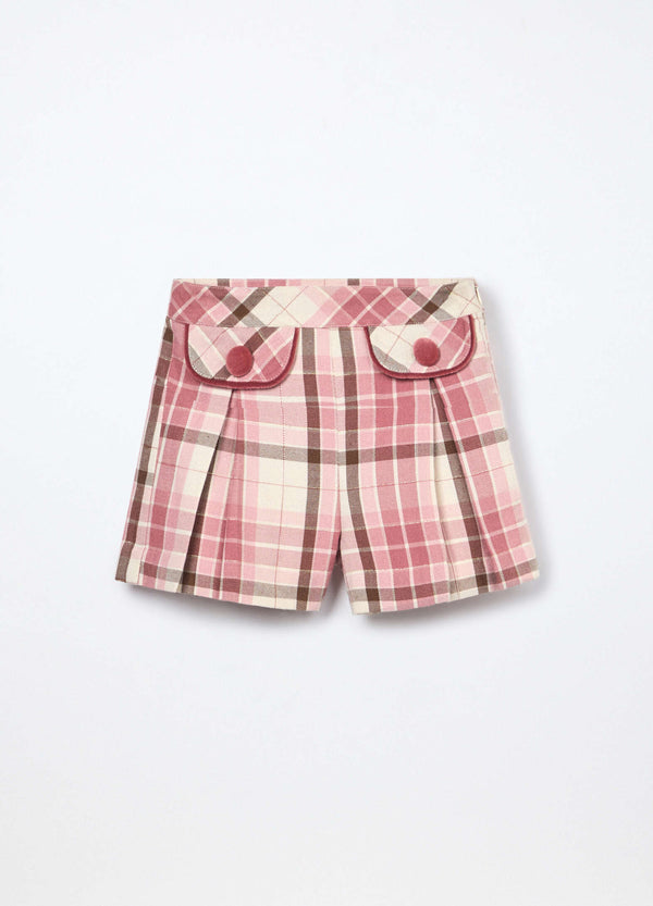 Shorts a quadri misto cotone bambina