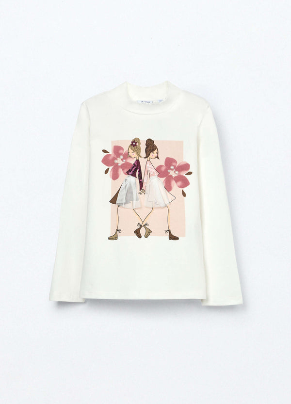 T-shirt in jersey di cotone stretch bambina