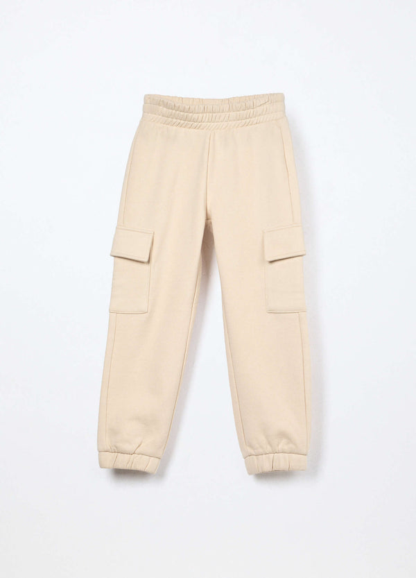Jogger cargo in misto cotone fleece bambina
