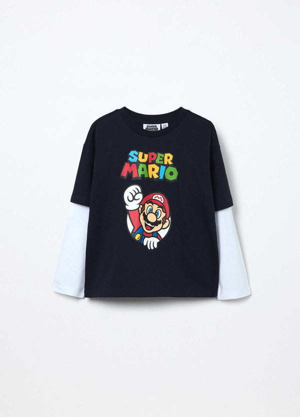 T-shirt di puro cotone Super Mario bambino