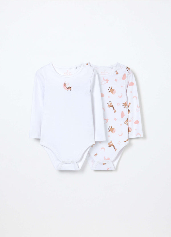 Pack 2 body in interlock di puro cotone neonata