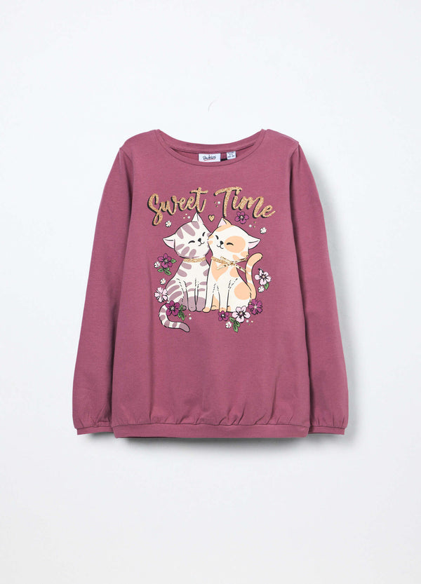 T-shirt in jersey di cotone stretch bambina