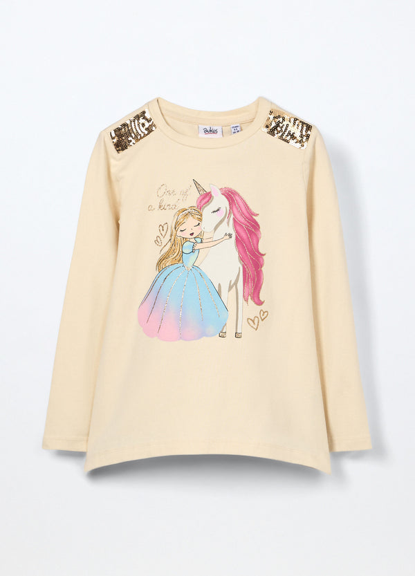 T-shirt in jersey di cotone stretch bambina