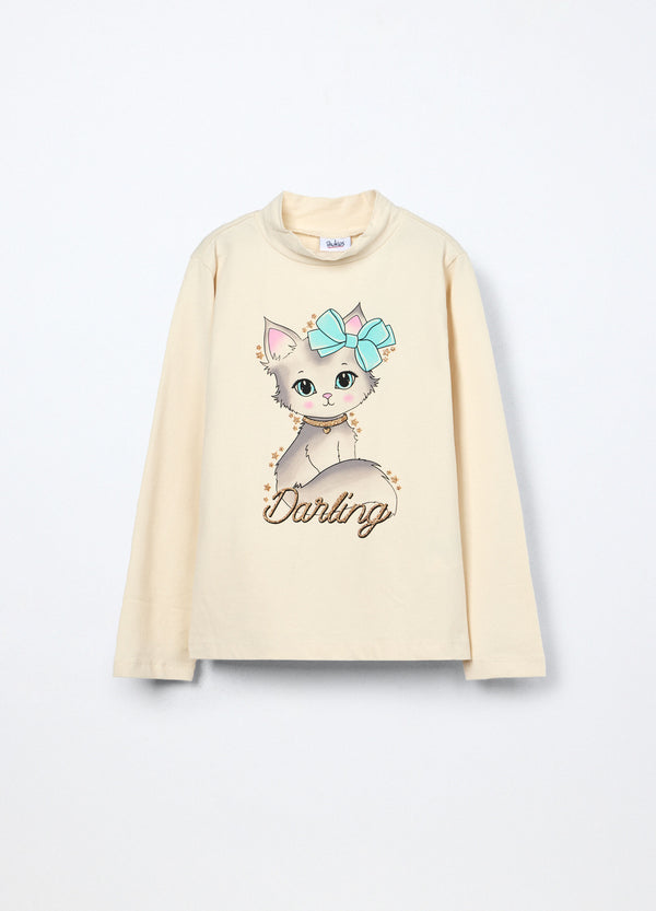 Lupetto in jersey di cotone stretch bambina