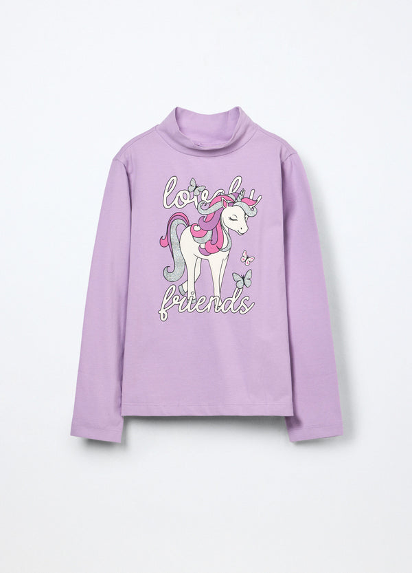 Lupetto in jersey di cotone stretch bambina