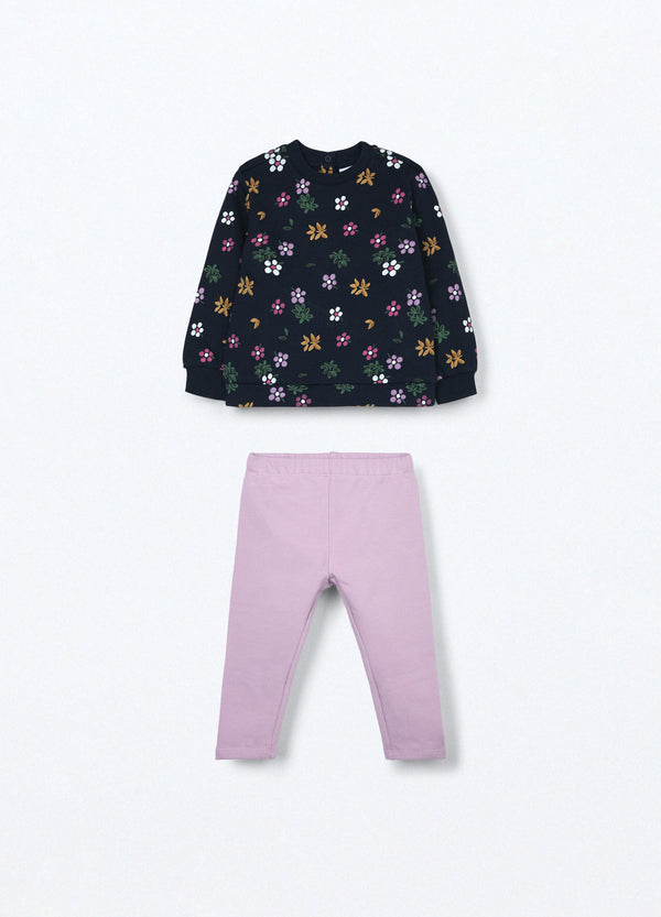 Jogging set in puro cotone fleece neonata