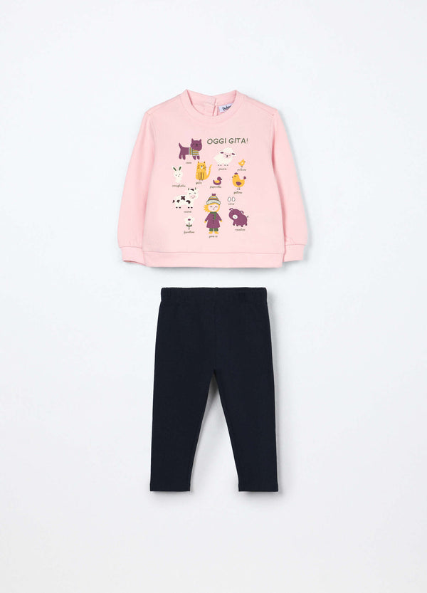 Jogging set in puro cotone fleece neonata