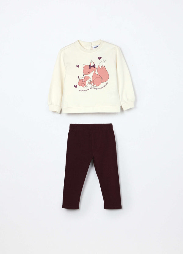 Jogging set in puro cotone fleece neonata