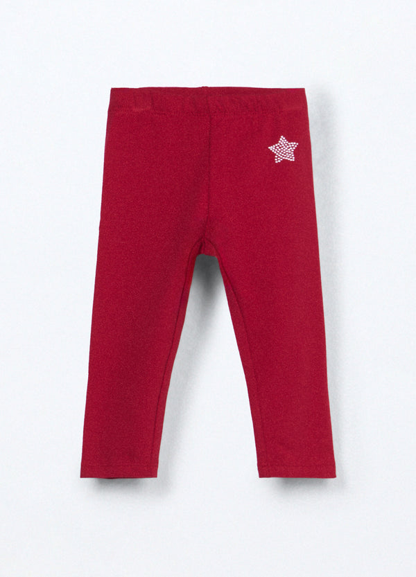 Leggings in cotone fleece stretch neonata