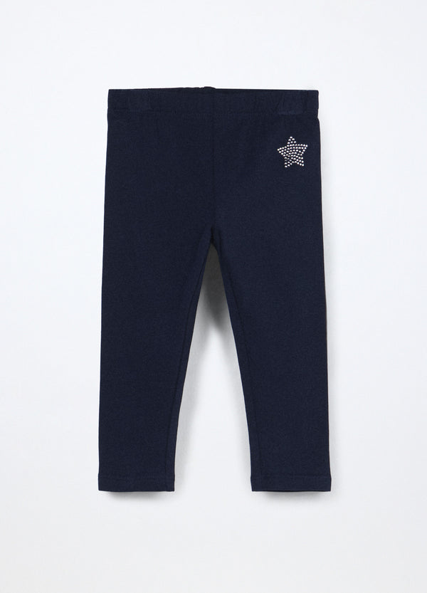 Leggings in cotone fleece stretch neonata