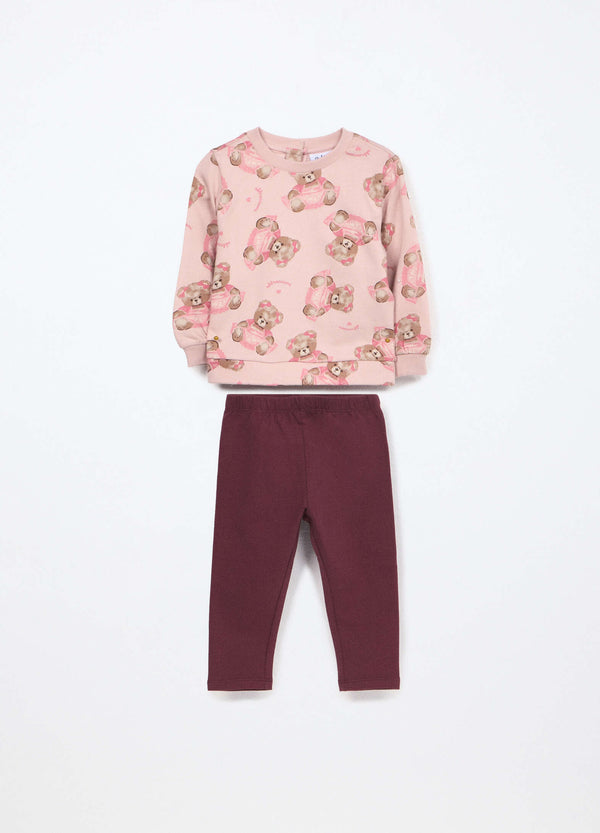 Jogging set in puro cotone fleece neonata