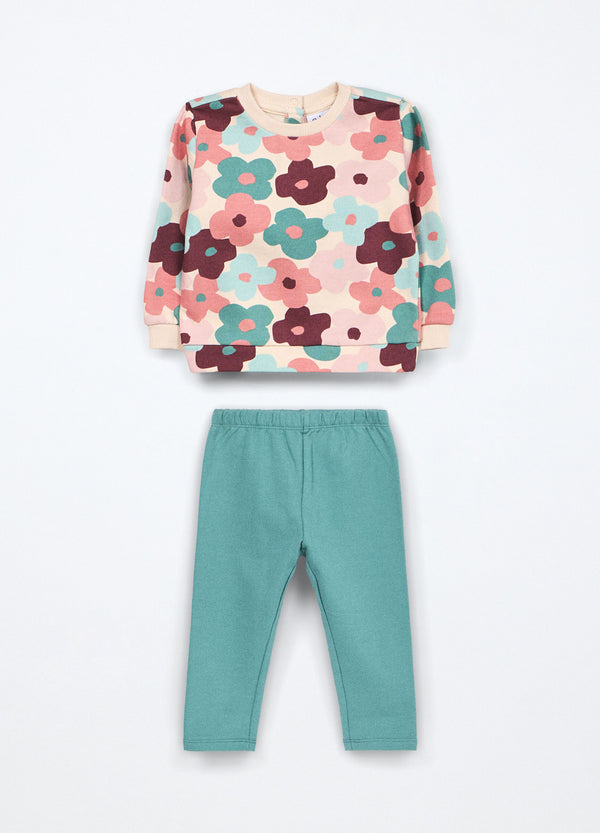 Jogging set in puro cotone fleece neonata