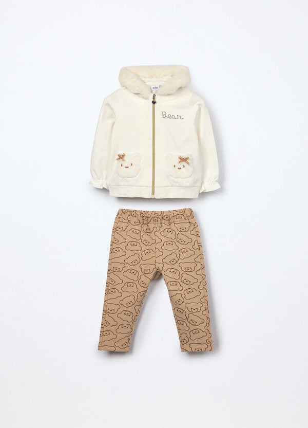 Jogging set in felpa di cotone stretch neonata