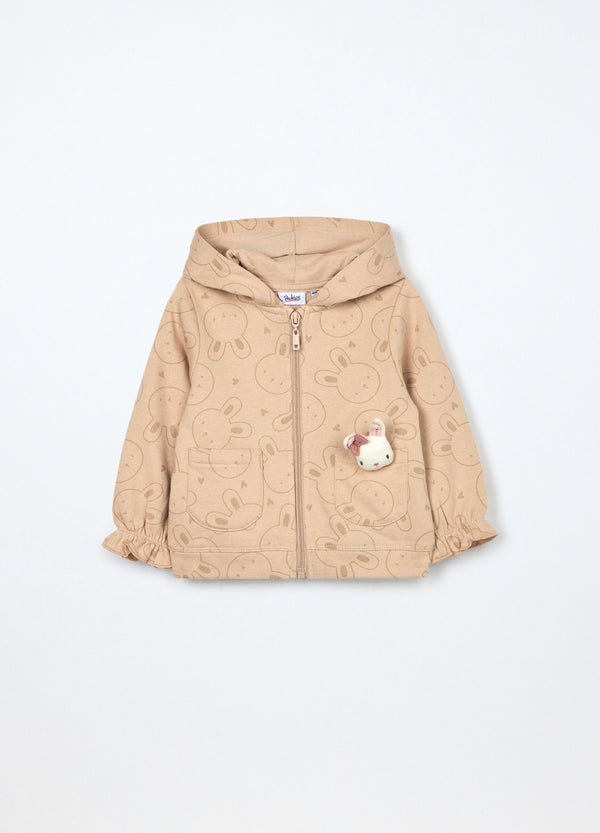 Felpa con cappuccio in puro cotone neonata