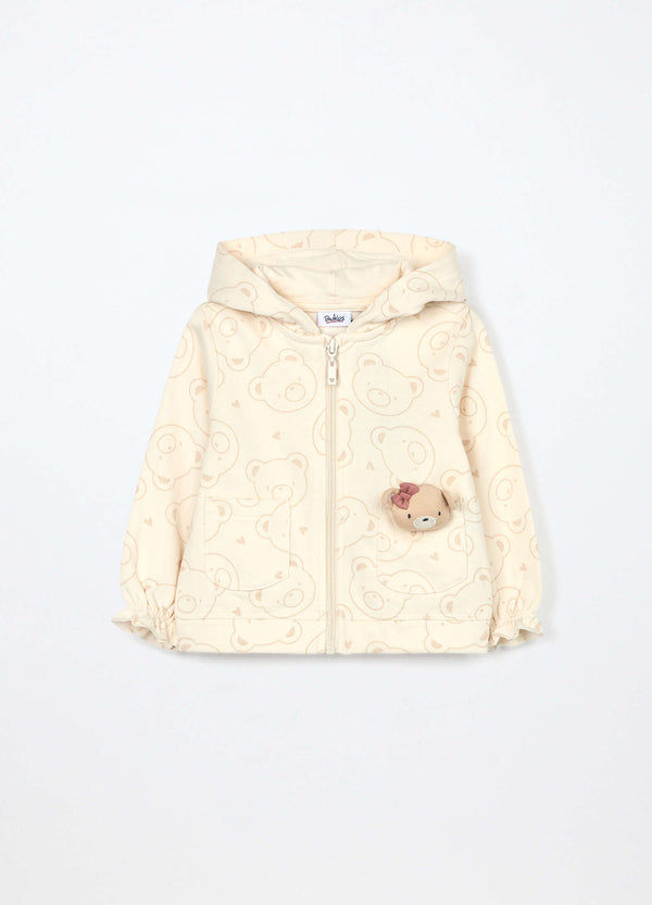 Felpa con cappuccio in puro cotone neonata
