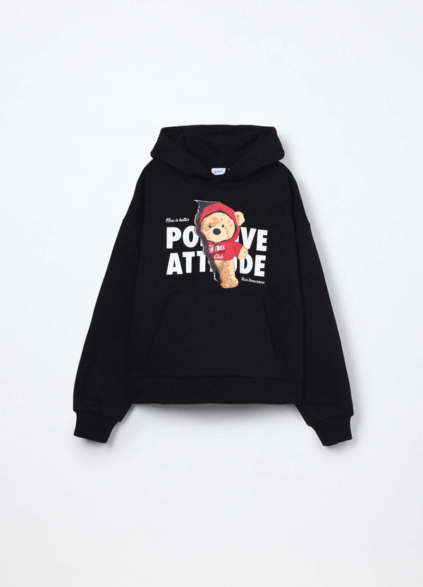 Felpa con cappuccio misto cotone ragazza