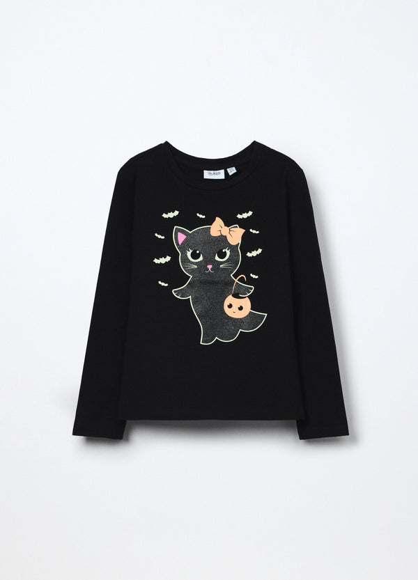 T-shirt in jersey di cotone stretch bambina