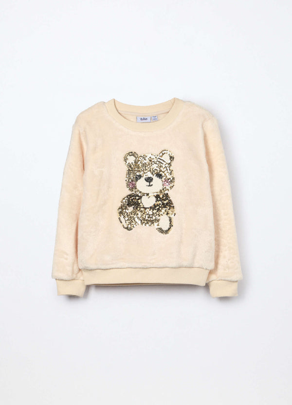 Felpa in pile con paillettes bambina