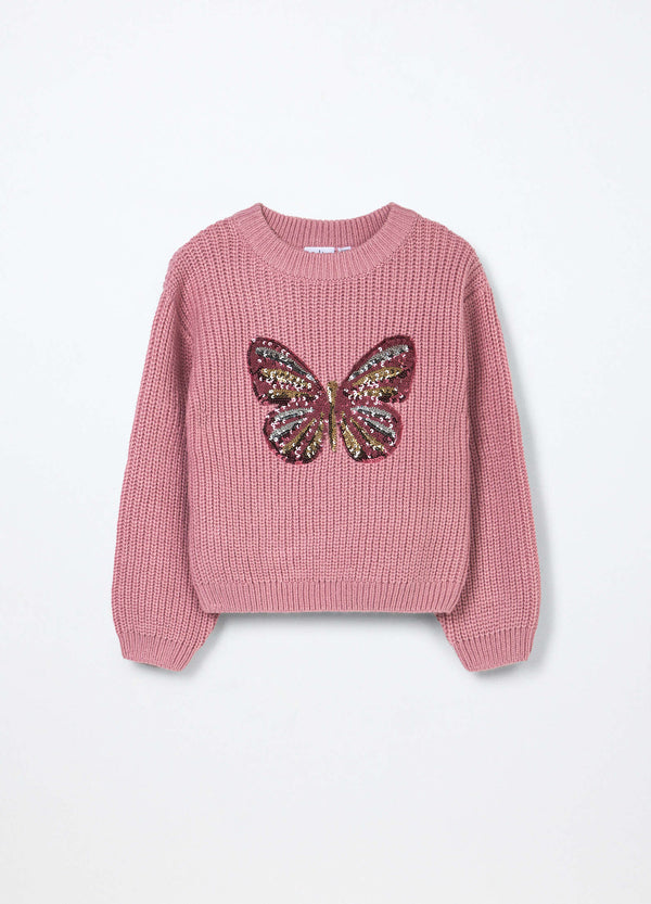 Maglioncino farfalla con paillettes Blukids bambina