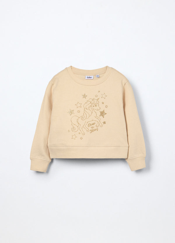 Felpa in puro cotone con stampa bambina