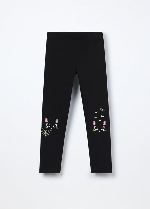 Leggings in jersey di cotone stretch bambina