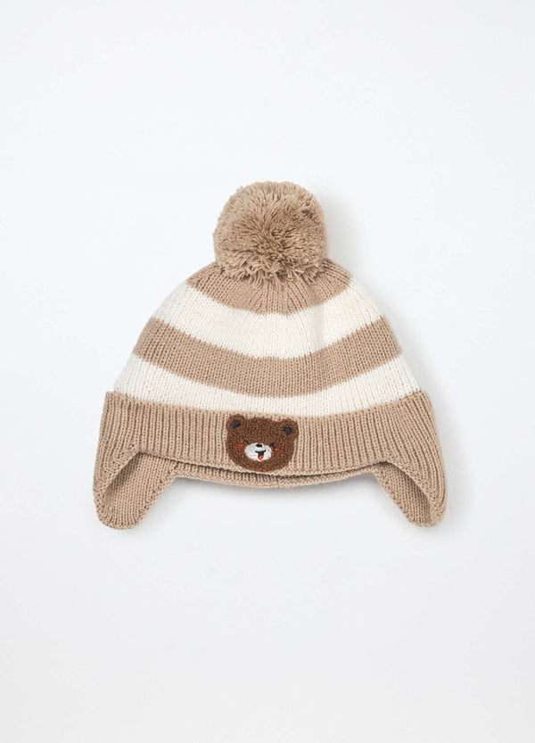Berretto tricot a righe neonato
