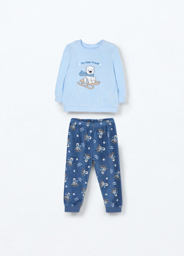 Set pigiama lungo velour neonato blukids