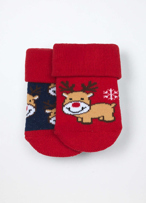 doppio pacco calzini antiscivolo natalizi Blukids neonato