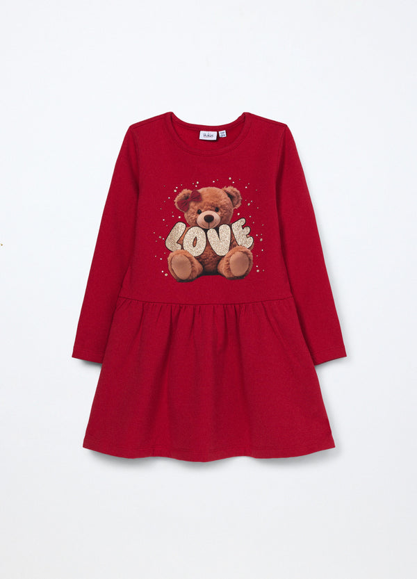 Vestito in french terry di cotone stretch bambina