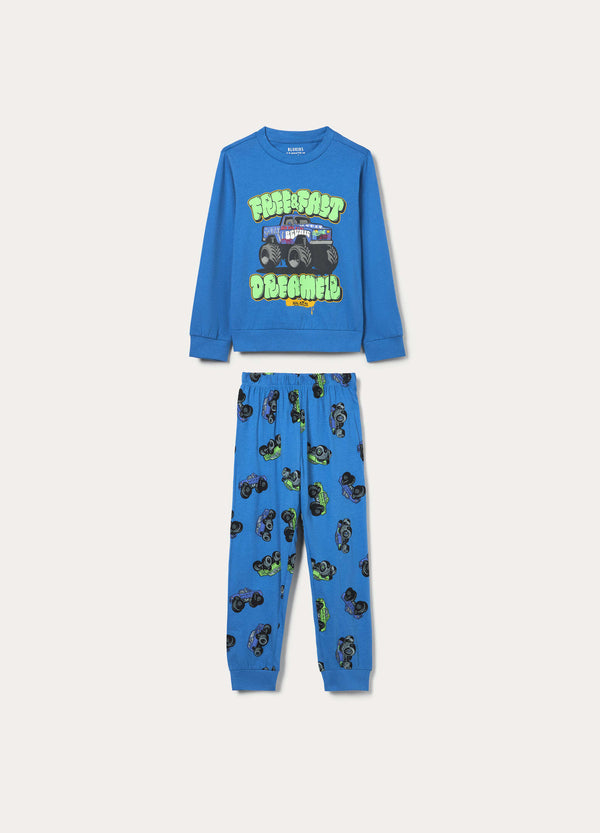 Gocco Pijama Oxford Blu Per Bambini E Ragazzi - Pigiama Autunno/Inverno In Cotone - Comodo E Caldo