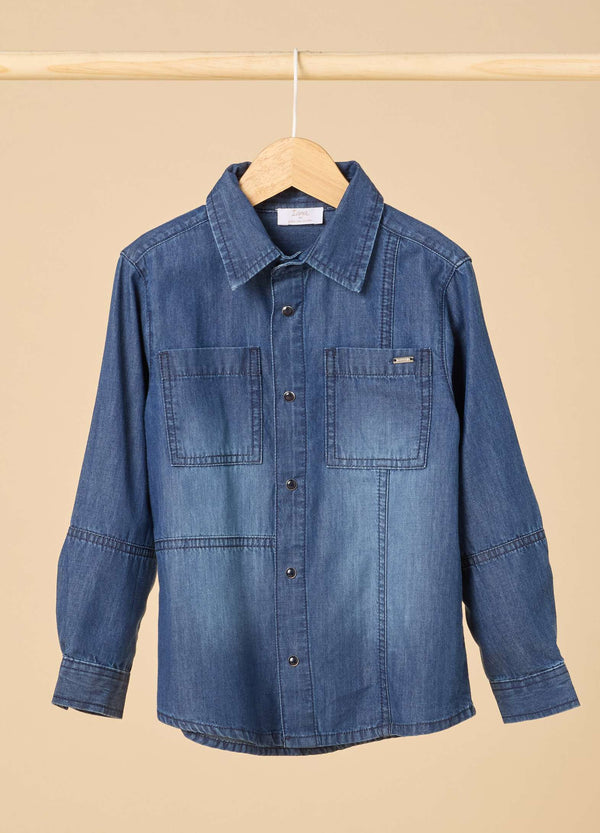 Camicia in denim di puro cotone bambino