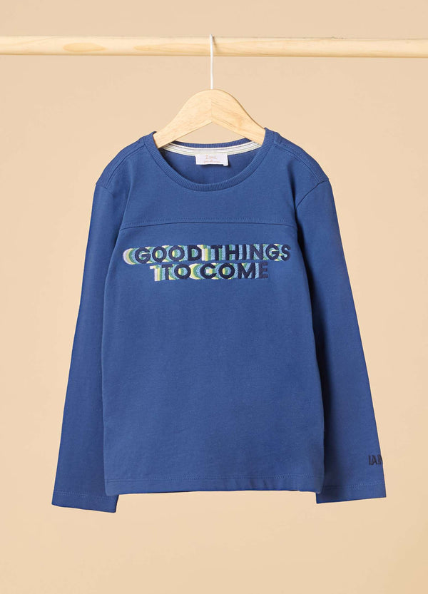 T-shirt in puro cotone con ricamo bambino