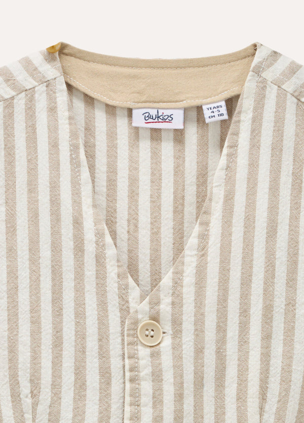 Gilet rigato in misto lino bambino