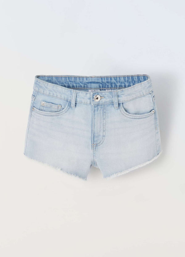 Shorts in denim di cotone stretch ragazza