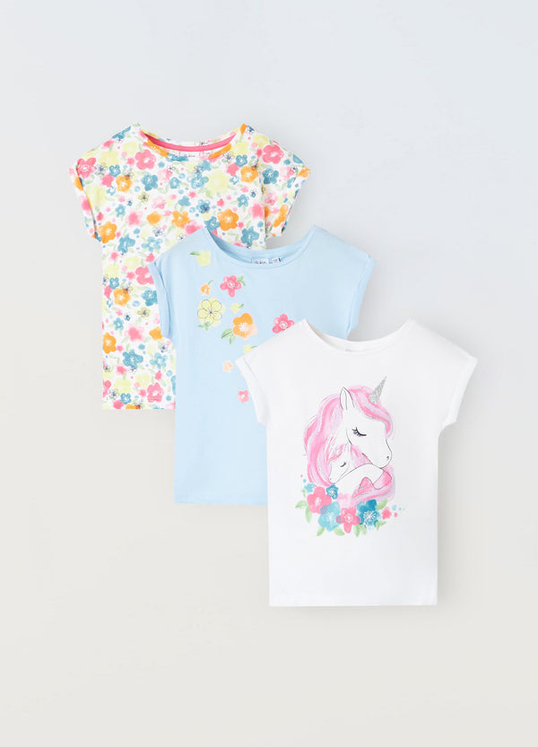 Pack 3 t-shirt in puro cotone bambina